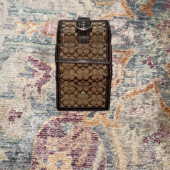Coach Brown Monogram Wallet with Silver Buckle - Picture 3 of 4